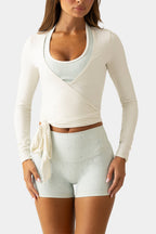 Chic Soft Jersey Wrap Top in Vanilla