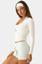 Chic Soft Jersey Wrap Top in Vanilla