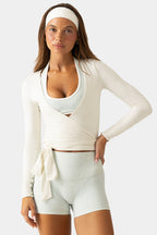 Chic Soft Jersey Wrap Top in Vanilla