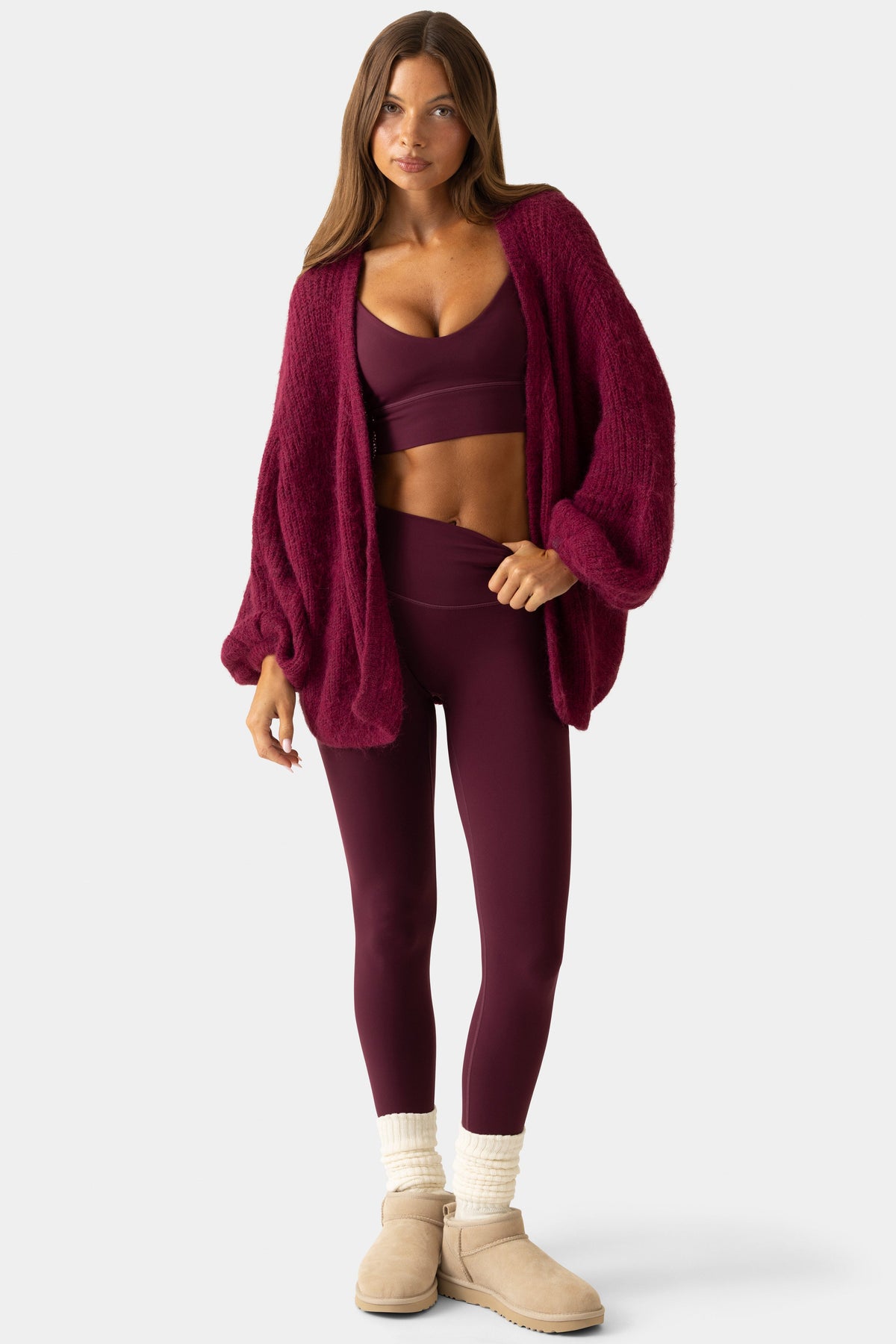 Chic Soft Knit Cardigan in Plum