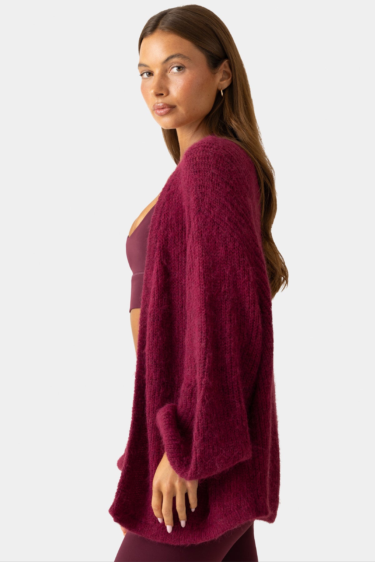 Chic Soft Knit Cardigan in Plum