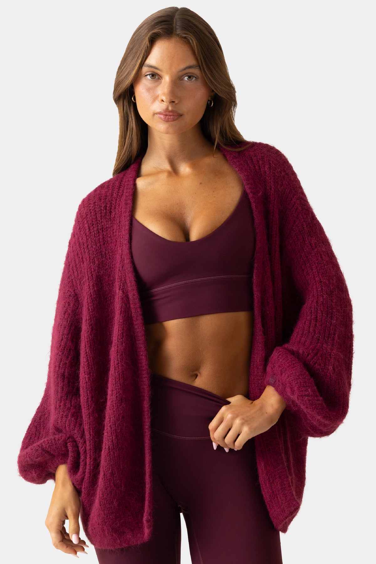 Chic Soft Knit Cardigan in Plum