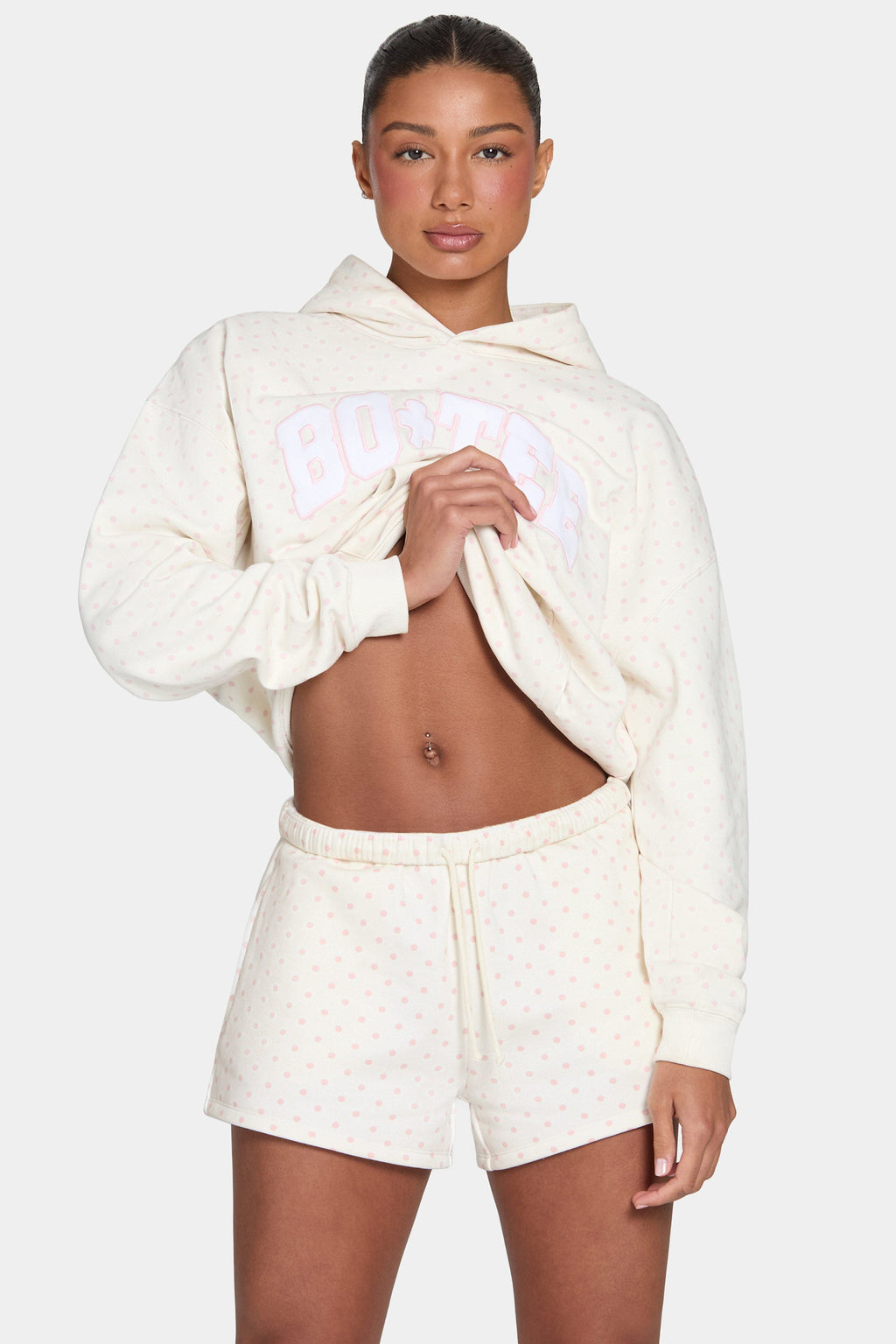 Chic Sweat Shorts in Blush Polka Dot
