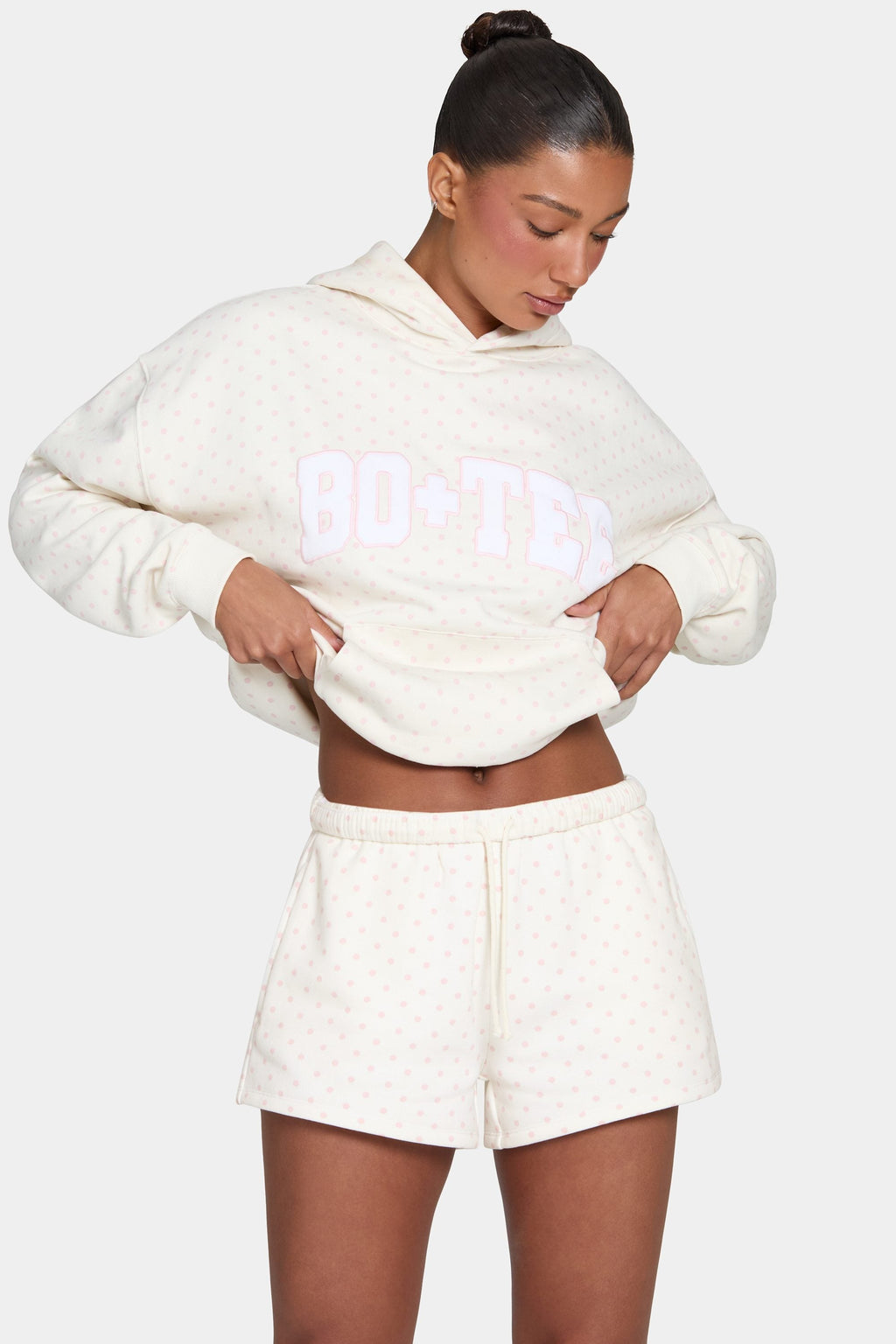 Chic Sweat Shorts in Blush Polka Dot