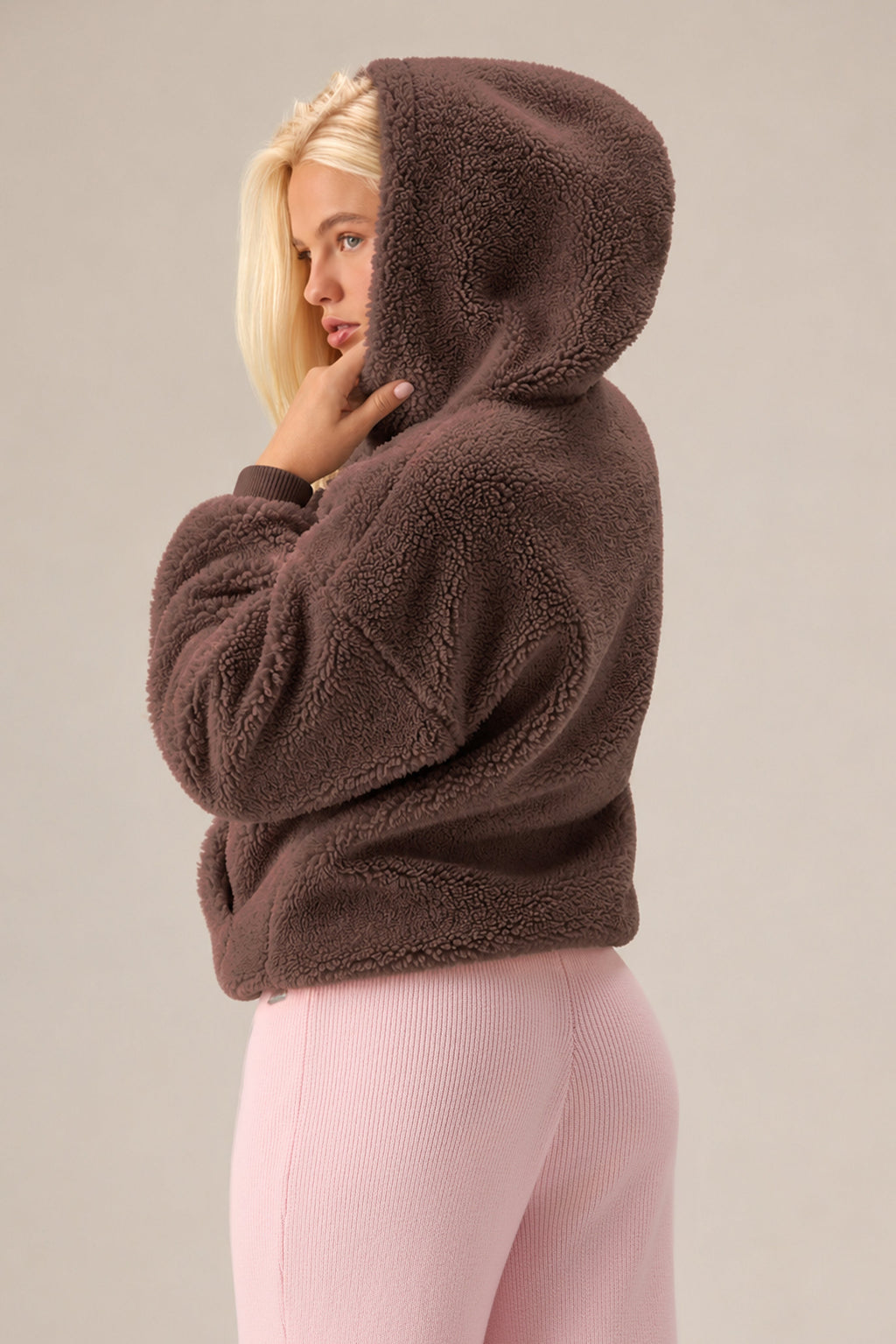 Chic Teddy Fleece Hoodie in Chestnut