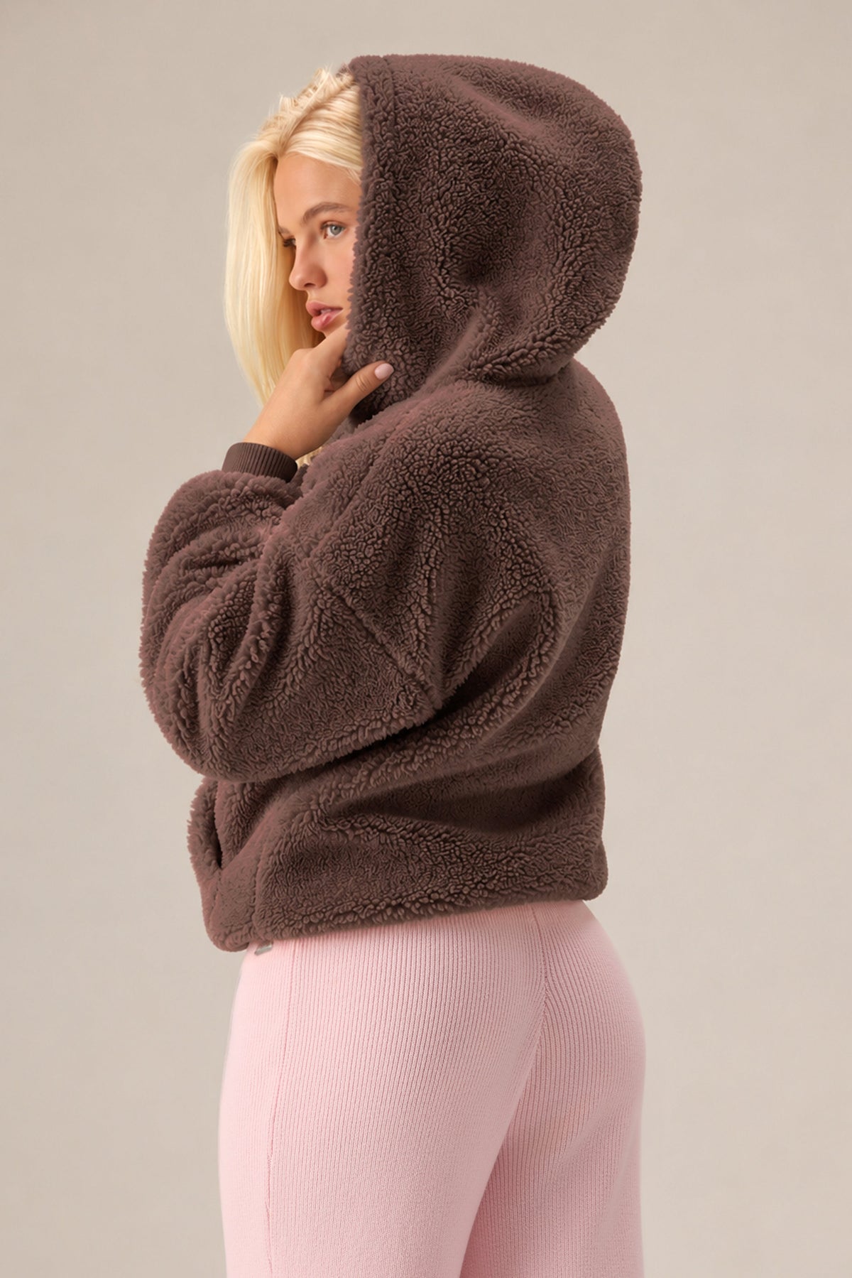Chic Teddy Fleece Hoodie in Chestnut