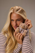 Chic Teddy Keychain in Chestnut Stripe