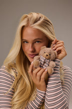 Chic Teddy Keychain in Chestnut Stripe