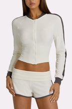 Chic Terry Foldover Waist Shorts in Coconut