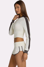Chic Terry Foldover Waist Shorts in Coconut