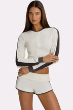 Chic Terry Zip-Up Jacket in Coconut