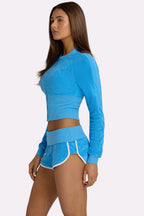 Chic Terry Zip-Up Jacket in Electric Blue