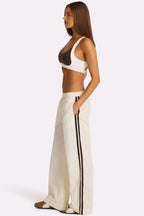 Chic Woven Track Pants in Coconut