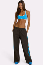 Chic Woven Track Pants in Truffle