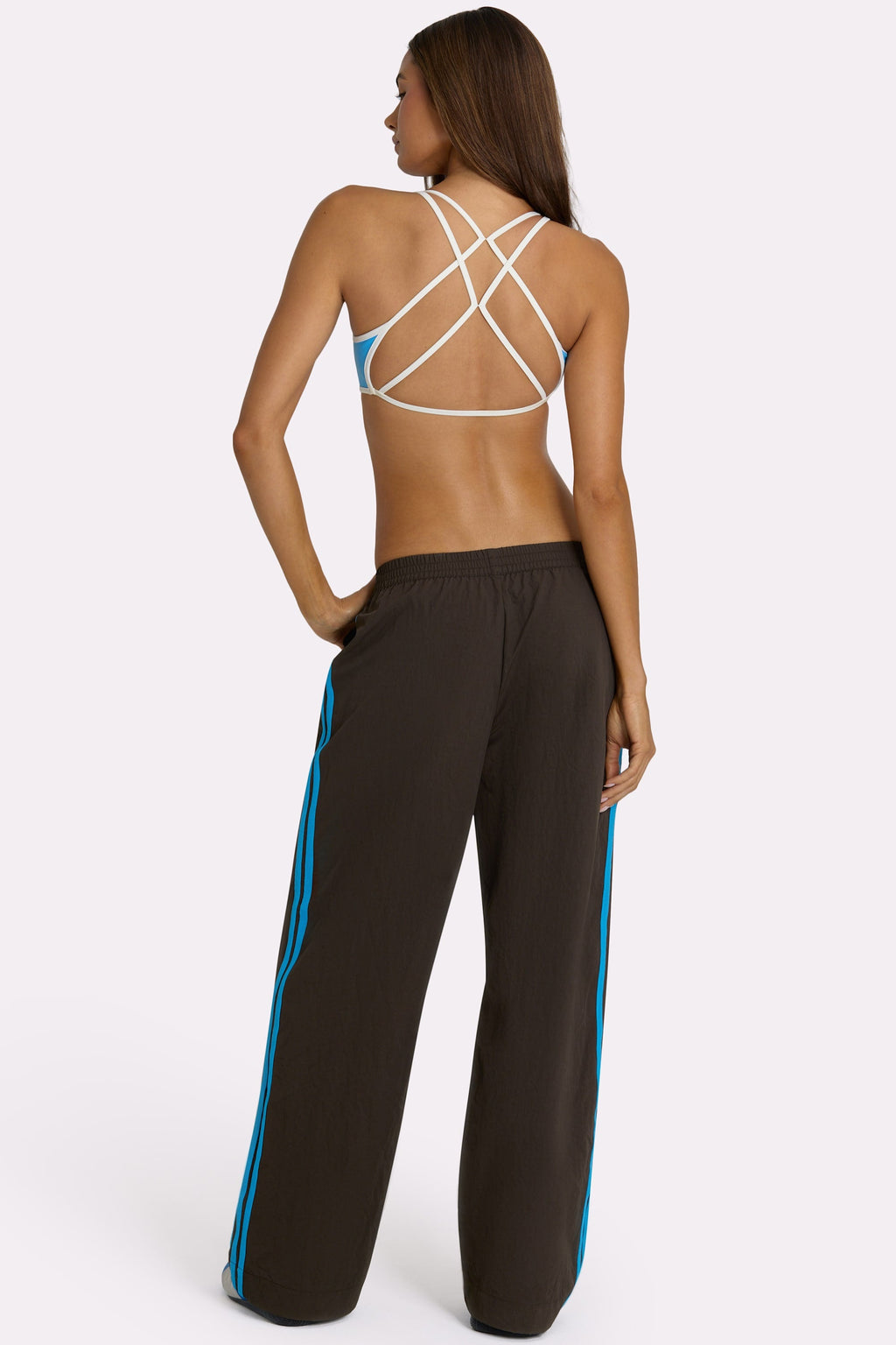 Chic Woven Track Pants in Truffle