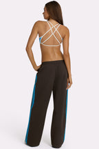 Chic Woven Track Pants in Truffle