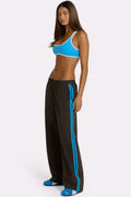 Chic Woven Track Pants in Truffle
