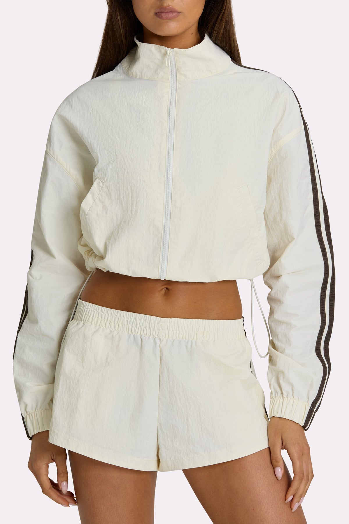 Chic Woven Track Shorts in Coconut