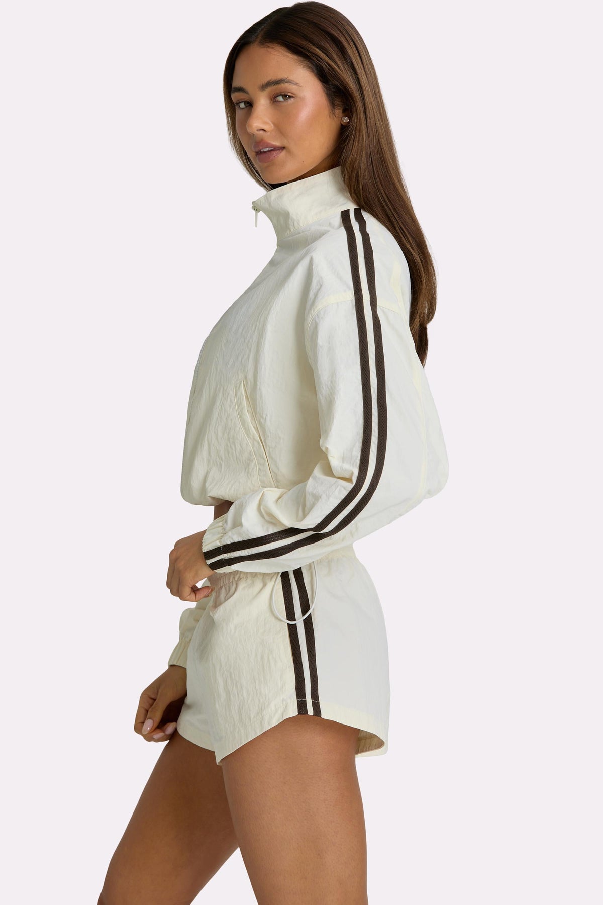 Chic Woven Track Shorts in Coconut