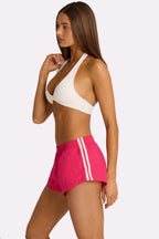 Chic Woven Track Shorts in Hot Pink