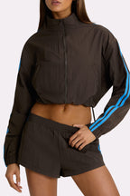 Chic Woven Track Shorts in Truffle