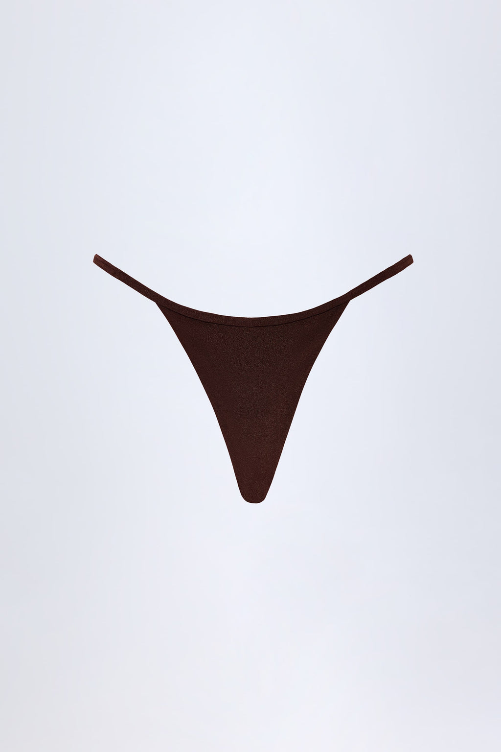 Chic Charm-Detail Thong Bikini Bottoms in Dark Chocolate