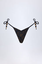 Chic Charm-Detail Thong Bikini Bottoms in Black