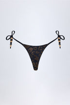 Chic Charm-Detail Thong Bikini Bottoms in Black