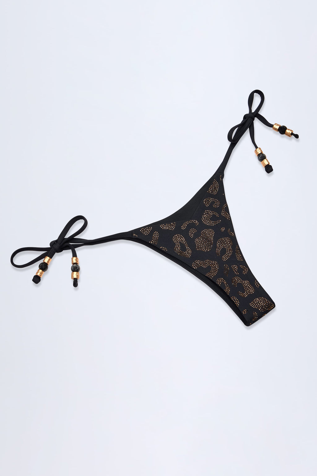 Chic Charm-Detail Thong Bikini Bottoms in Black