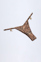 Chic Charm-Detail Thong Bikini Bottoms in Snake Print