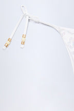 Chic Side-Tie Bead Thong Bikini Bottoms in White Leopard Hotfix
