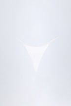 Chic Charm-Detail Thong Bikini Bottoms in White