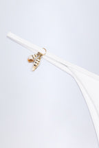 Chic Charm-Detail Thong Bikini Bottoms in White