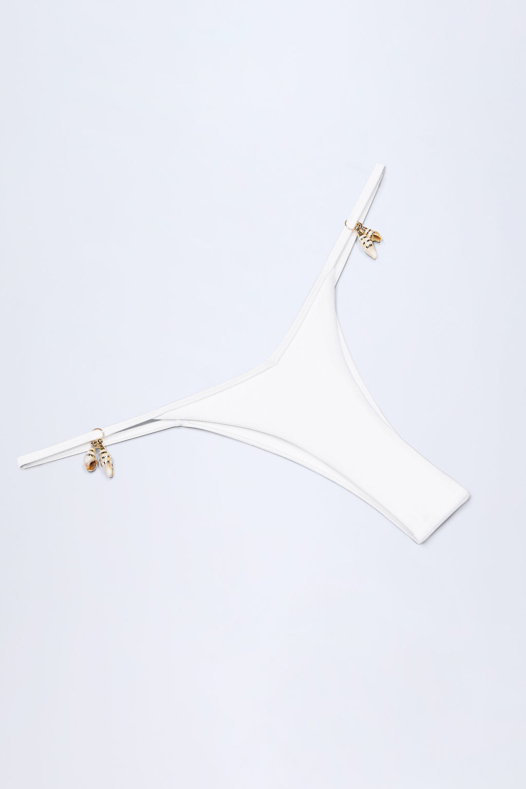Chic Charm-Detail Thong Bikini Bottoms in White