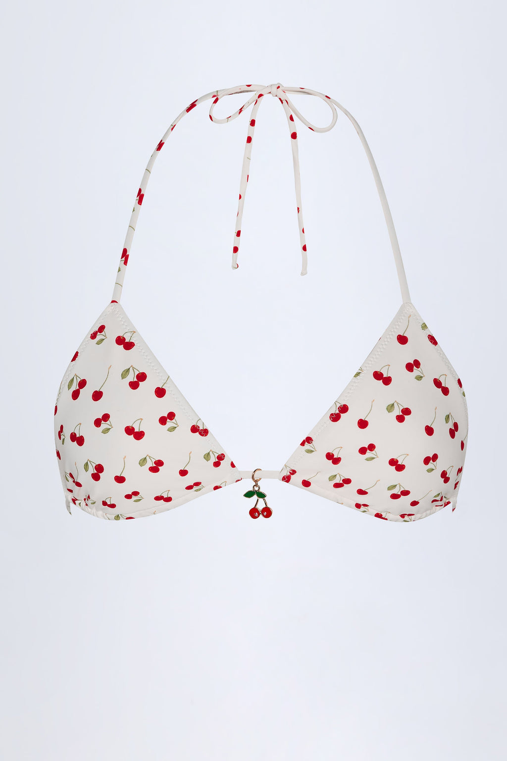 Chic Charm-Detail Triangle Bikini Top in Cherry Print