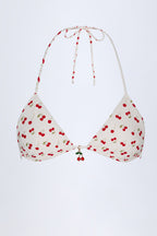 Chic Charm-Detail Triangle Bikini Top in Cherry Print