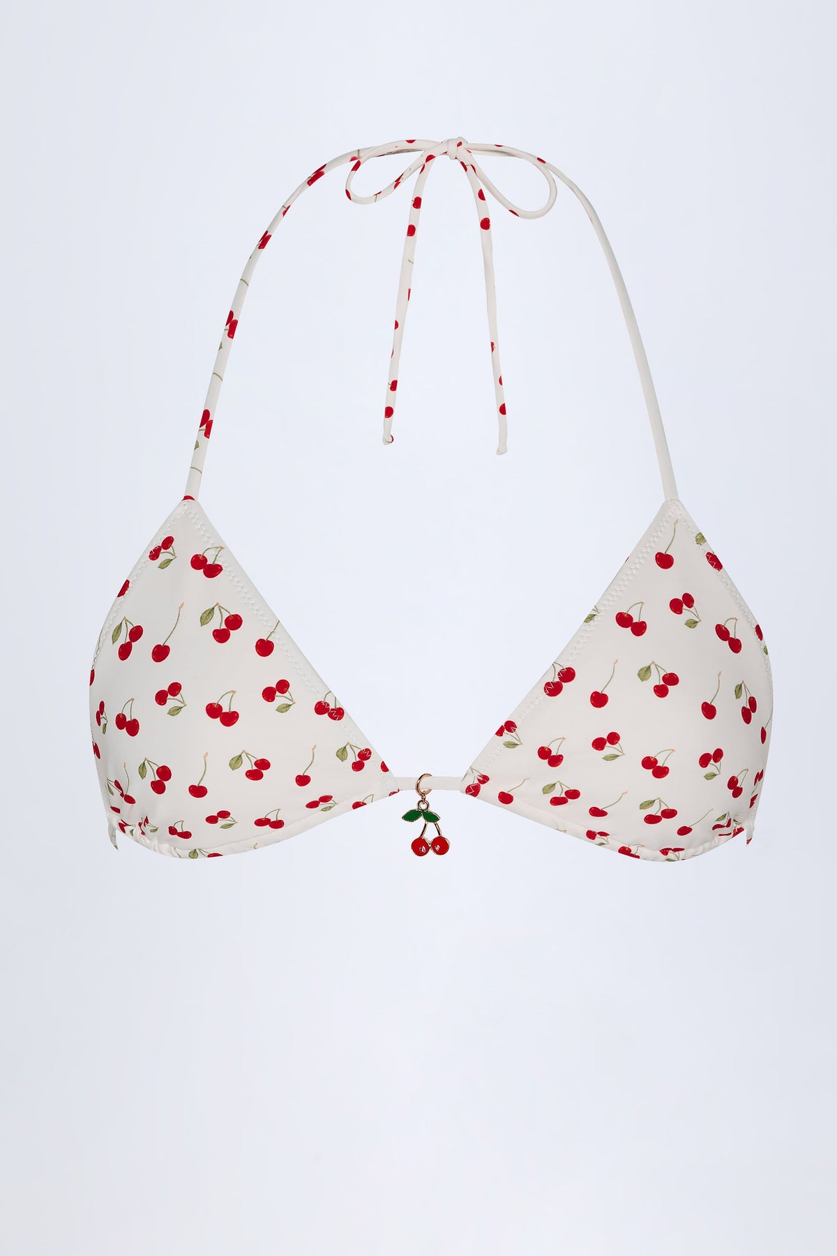 Chic Charm-Detail Triangle Bikini Top in Cherry Print