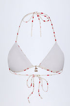Chic Charm-Detail Triangle Bikini Top in Cherry Print