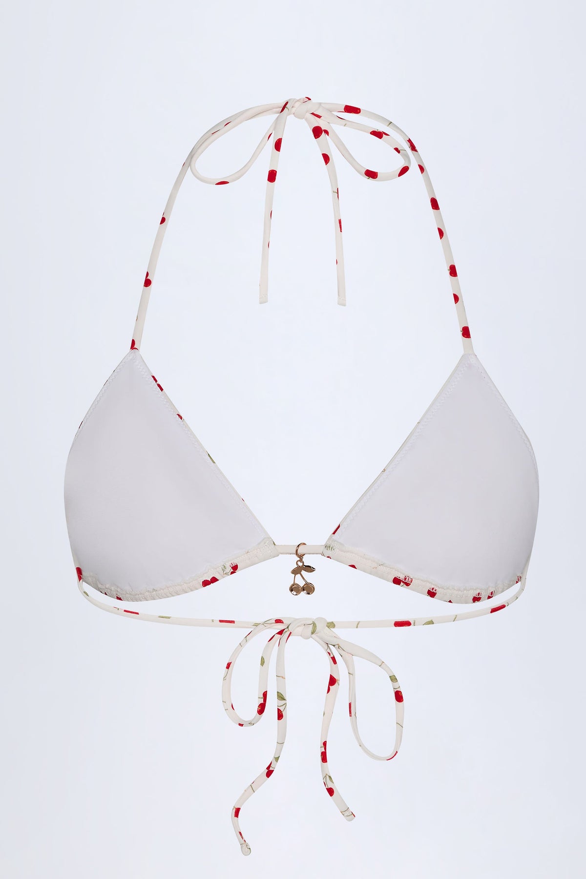 Chic Charm-Detail Triangle Bikini Top in Cherry Print