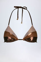 Chic Panelled Bikini Bra in Bronze Gold