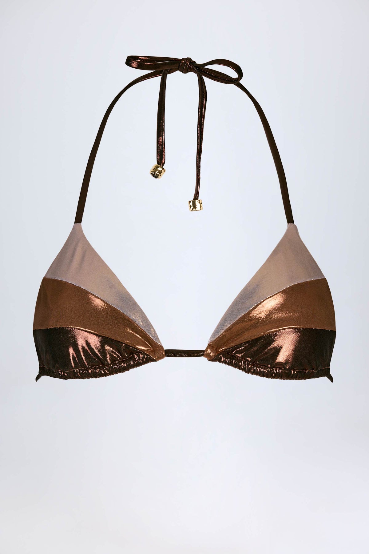 Chic Panelled Bikini Bra in Bronze Gold