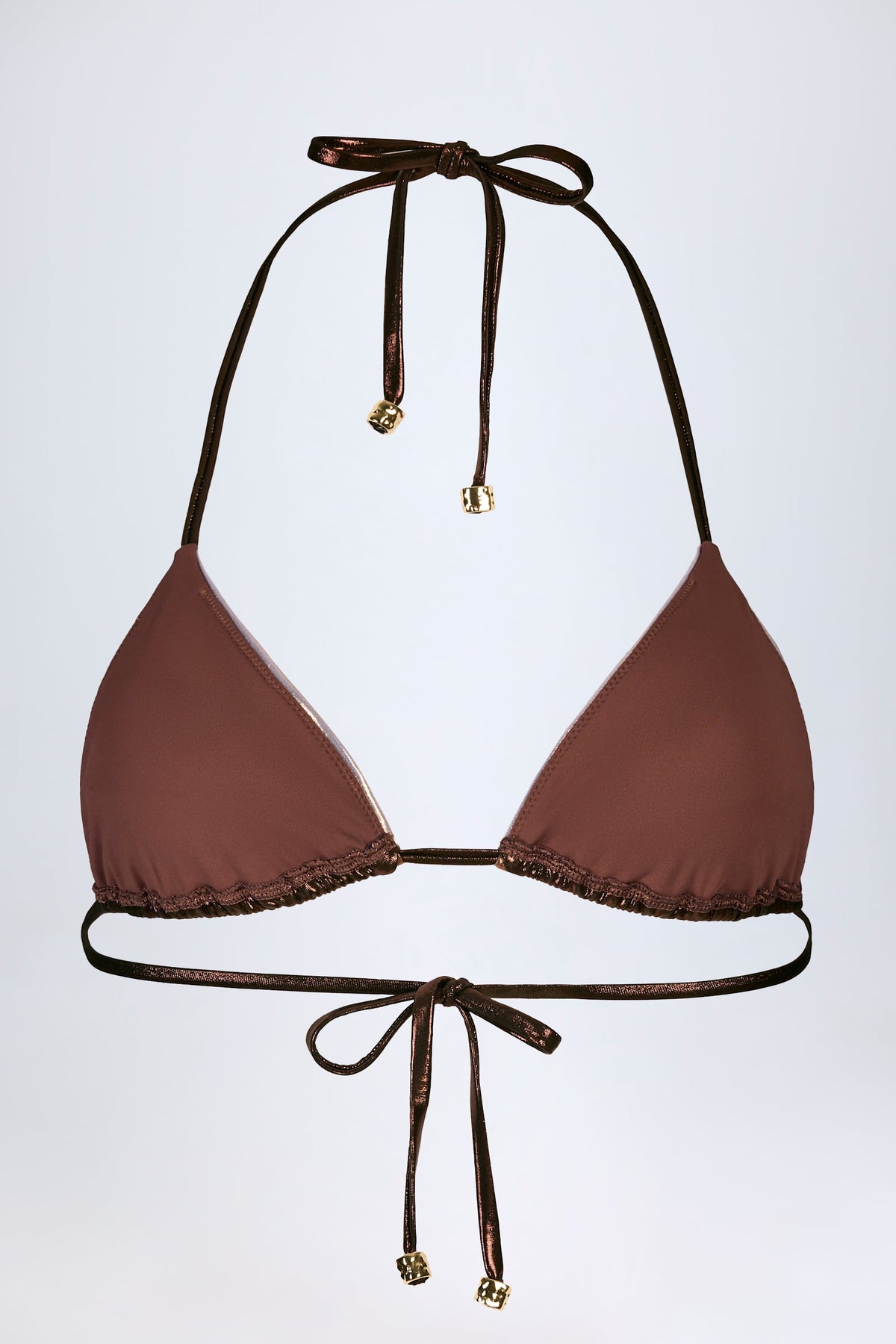 Chic Panelled Bikini Bra in Bronze Gold