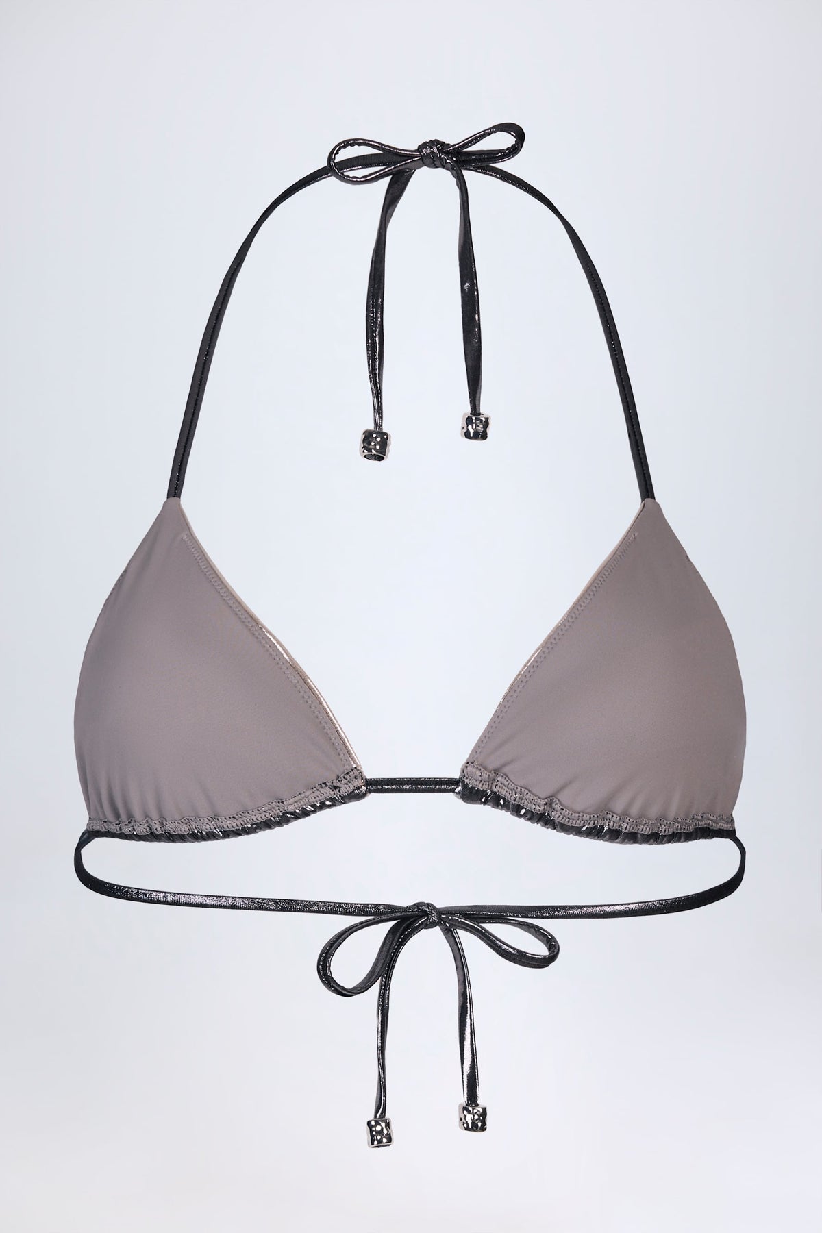 Chic Panelled Bikini Bra in Silver Chrome