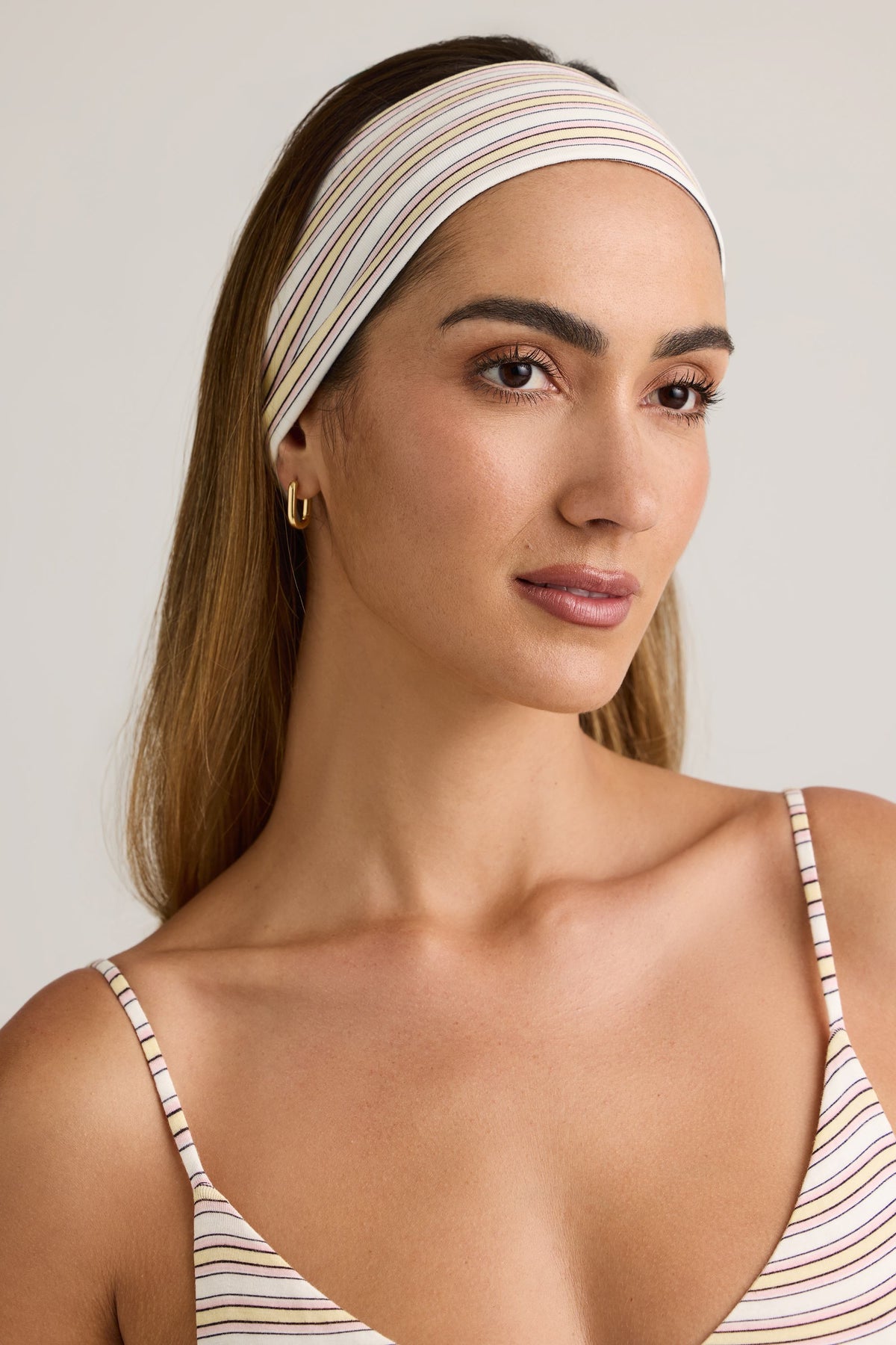 Chic Modal Ribbed Headband in Pink & Yellow Stripe