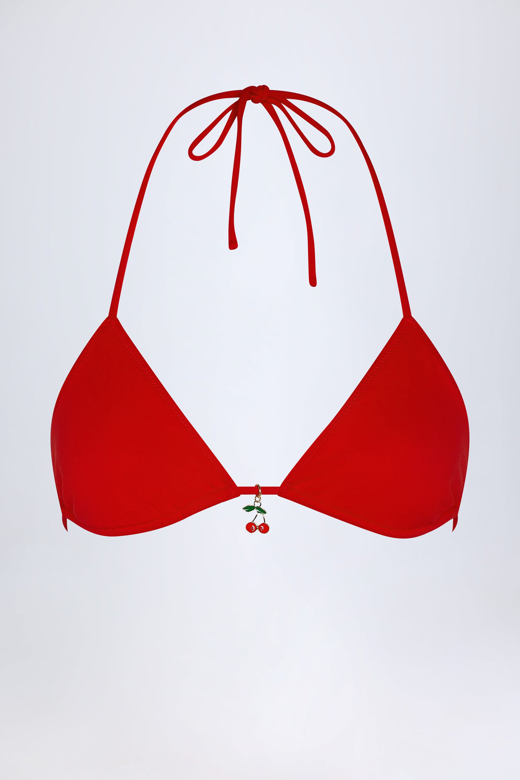 Chic Charm-Detail Triangle Bikini Top in Fiery Red