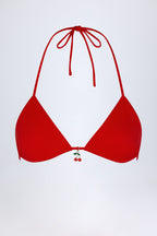 Chic Charm-Detail Triangle Bikini Top in Fiery Red