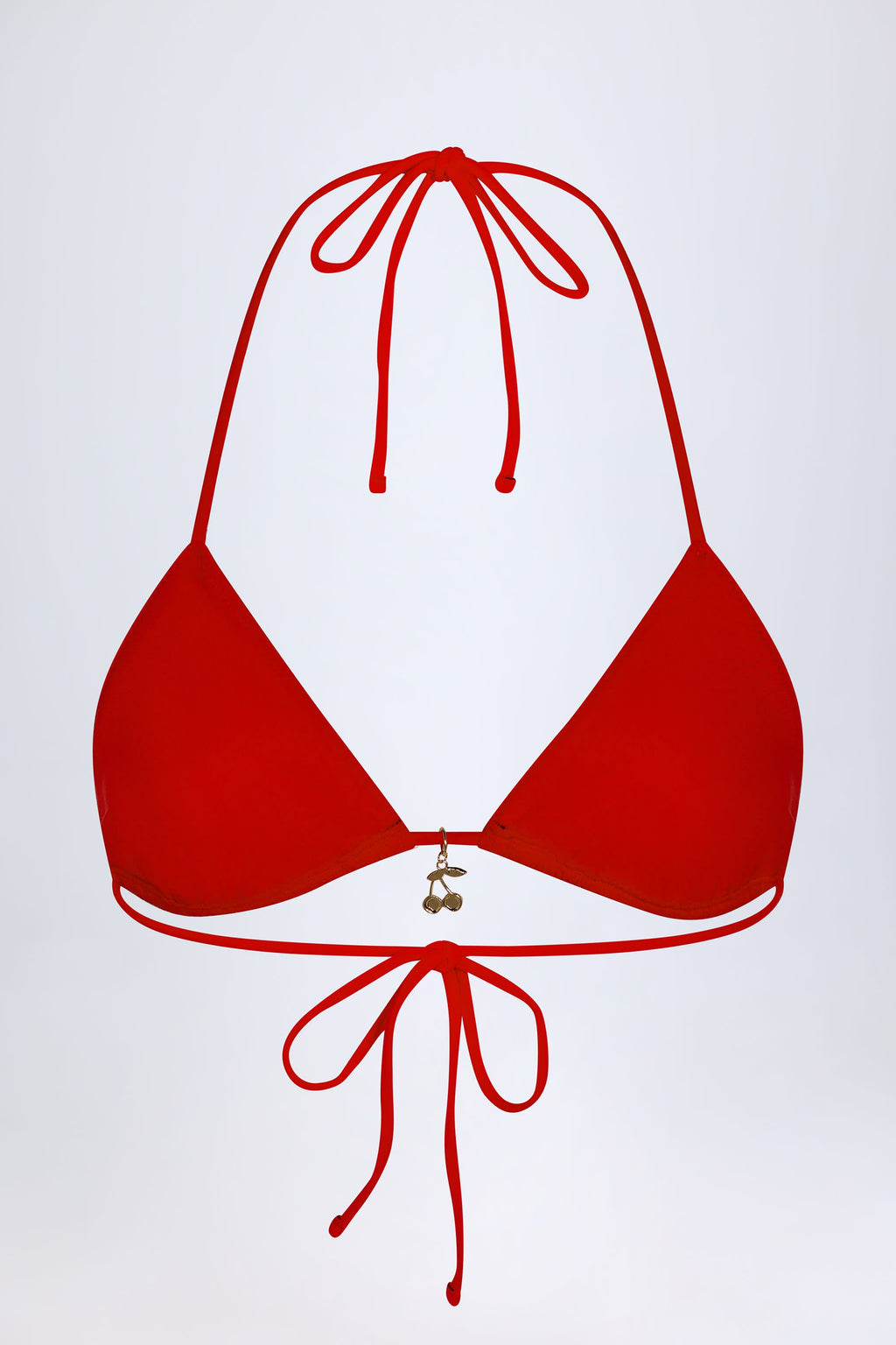 Chic Charm-Detail Triangle Bikini Top in Fiery Red