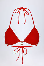 Chic Charm-Detail Triangle Bikini Top in Fiery Red