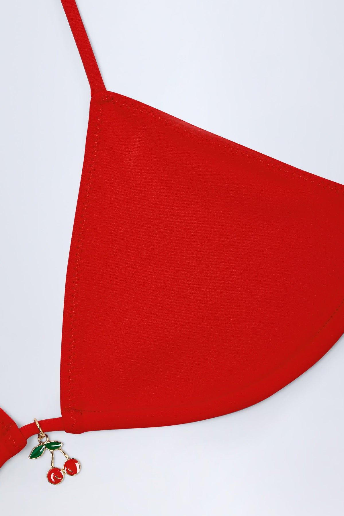 Chic Charm-Detail Triangle Bikini Top in Fiery Red