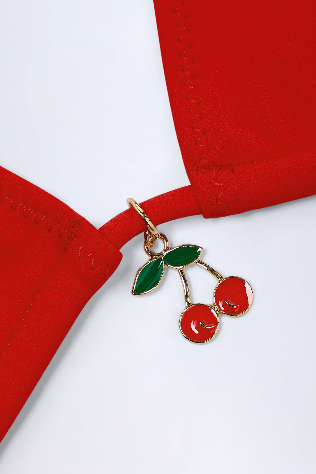 Chic Charm-Detail Triangle Bikini Top in Fiery Red